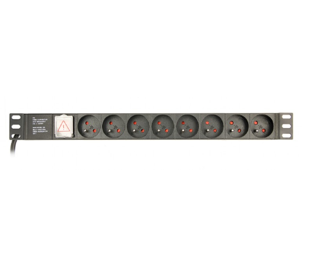 Gembird Rack - 8 gniazd FR, 1U, 16A, Schuko, 3m - 1230929 - zdjęcie 3
